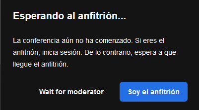 Captura de pantalla de reunión sincrónica iniciando como anfitrión