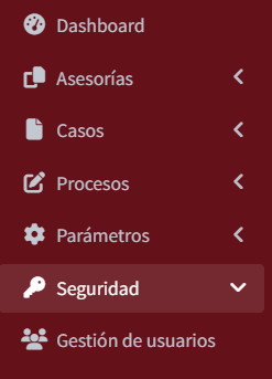 Captura de pantalla del menu gestión de usuarios