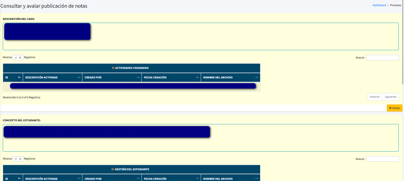 Captura de pantalla del formulario para consultar proceso